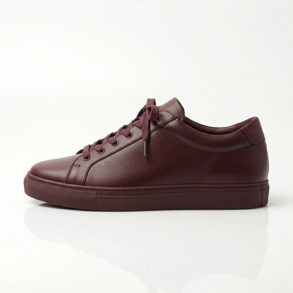 Burgundy Corven Leather Sneakers